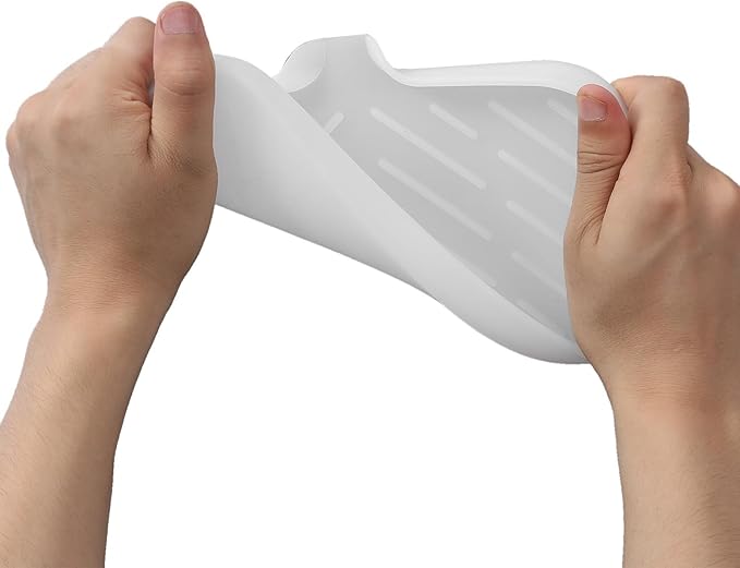 Silicone Bathroom Soap Dishes with Drain Spout-Bathroom and Kitchen Sink Organizer,Sponge Holder,Dish Soap Tray,Perfect for Dispenser,Scrubber,Bottle,Cup on Counter Translucent 9.6"×5.3" - Bloomnest