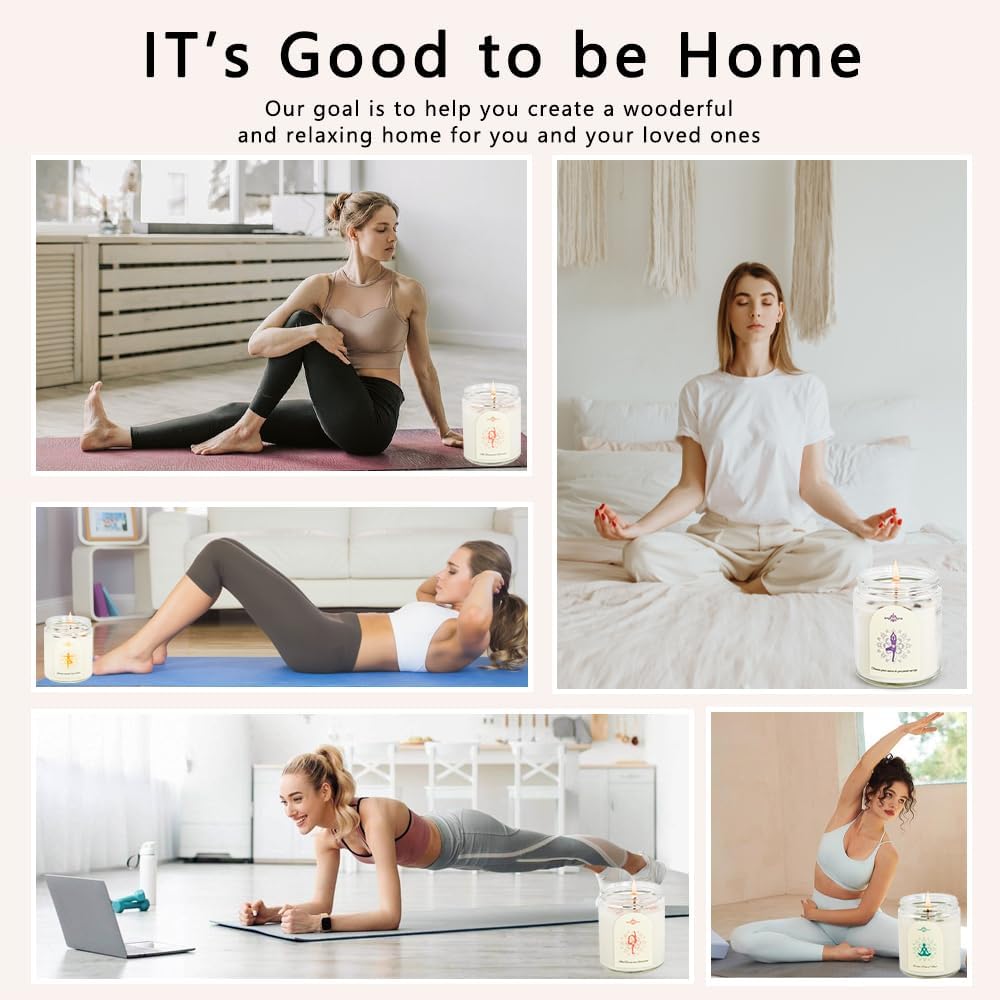 4 Pack Candles for Home Scented, Scented Candle Set with Crystals Stones, Aromatherapy Candles Birthday Gifts Set for Women, 24 Oz 200 Hour Long Lasting Soy Candles Gifts for Mothers Days