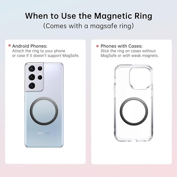 Insulated Magnetic Water Bottle - Reusable Stainless Steel Bottle with MagSafe Compatible Phone Holder - Keeps Cold for 24 Hours - Perfect for Gym, Sports, and Travel - Black 24oz Magcheer