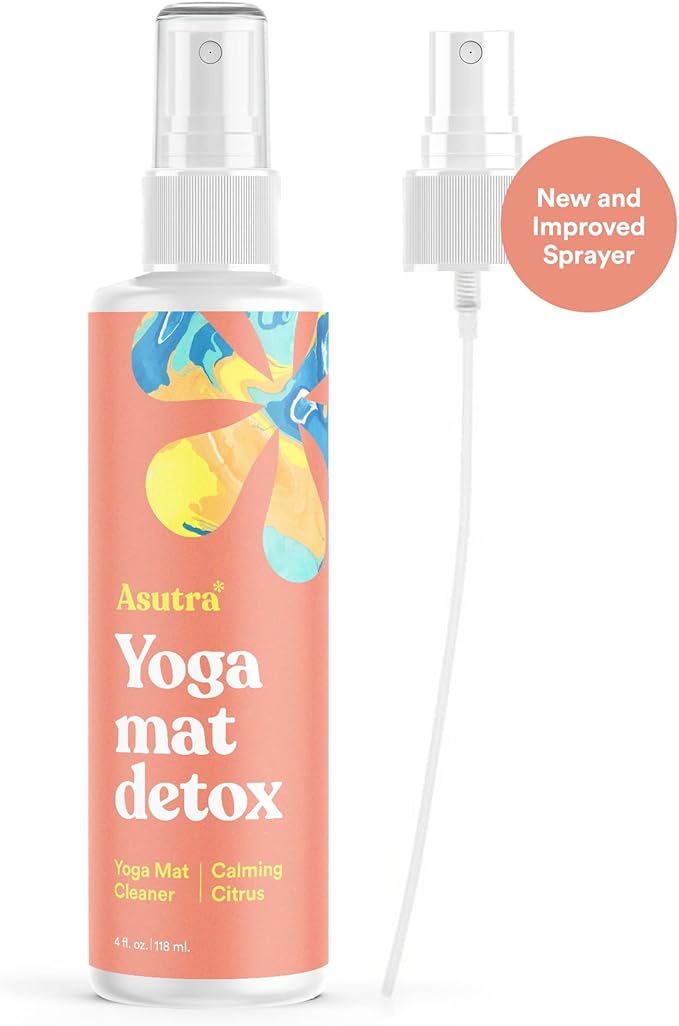 ASUTRA Yoga Mat Cleaner Spray (Calming Citrus), 4 fl oz - No Slippery Residue, Organic Essential Oils, Deep-Cleansing for Fitness Gear & Gym Equipment, Microfiber Towel Included - Bloomnest