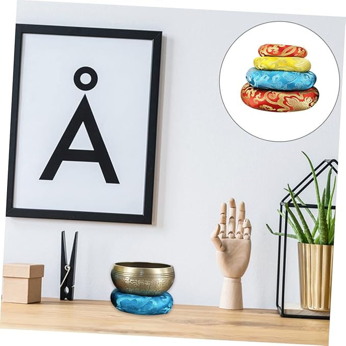Nepal Handmade Buddha Sound Bowl Cushion Durable Singing Bowl Pad for Meditation Mindfulness Color Design for Practicing - Bloomnest