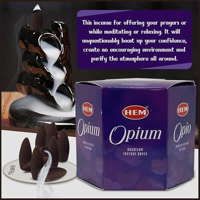 Opium Backflow Incense Cones for Waterfall Inciensos Aromaticos|Incienso|Inciense|Insienso - Bloomnest