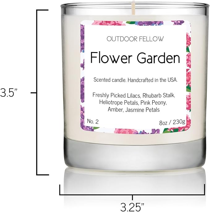 Outdoor Fellow Flower Garden Candle, 8oz, Lilac & Jasmine, 50-Hour Burn Time, Spring Scented Candle, Relaxing Fragrance, Elegant Gift for Any Occasion - Bloomnest