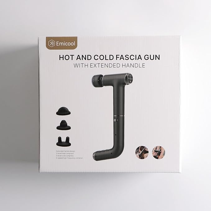 2 in 1 Mini Massage Gun with Extended Handle, B361 Hot and Cold Deep Massager Tissue Back Massage for Athletes for Pain Relief, Handheld Muscle Massager with Carry Case &Silent Brushless Motor - Bloomnest