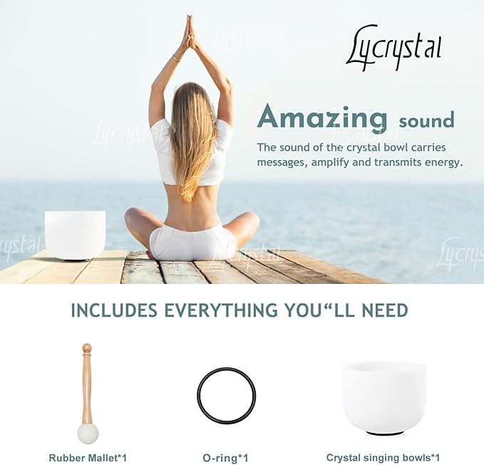Singing Bowl 528 Hz 8 Inch C note Sound Bowls for Healing,Crystal Singing Bowls Meditation Sound, Root Chakra With O-Ring And Rubber Mallet. - Bloomnest