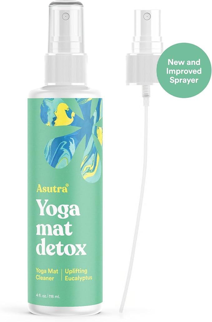 ASUTRA Yoga Mat Cleaner Spray (Uplifting Eucalyptus), 4 fl oz - No Slippery Residue, Organic Essential Oils, Deep-Cleansing for Fitness Gear & Gym Equipment, Microfiber Towel Included - Bloomnest