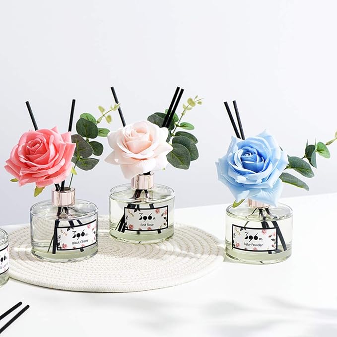 396 st. Rose Flower Reed Diffuser, Red Rose, 200ml(6.7oz) / Reed Diffuser Sets, Home Fragrance, Scented Oils, Home & Bathroom Décor - Bloomnest