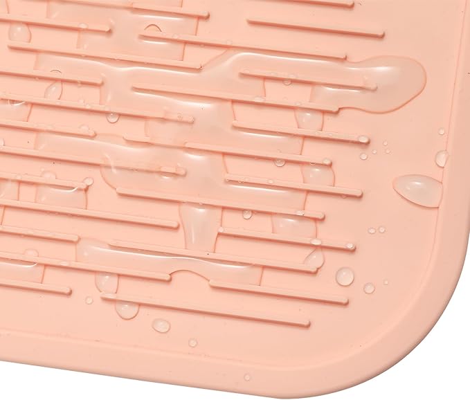Silicone Dish Drying Mat for Multiple Usage,Easy clean,Eco-friendly,Heat-resistant Silicone Mat for Kitchen Counter or Sink,Refrigerator or Drawer Liner Pink 5XL 36inches x 18inches - Bloomnest