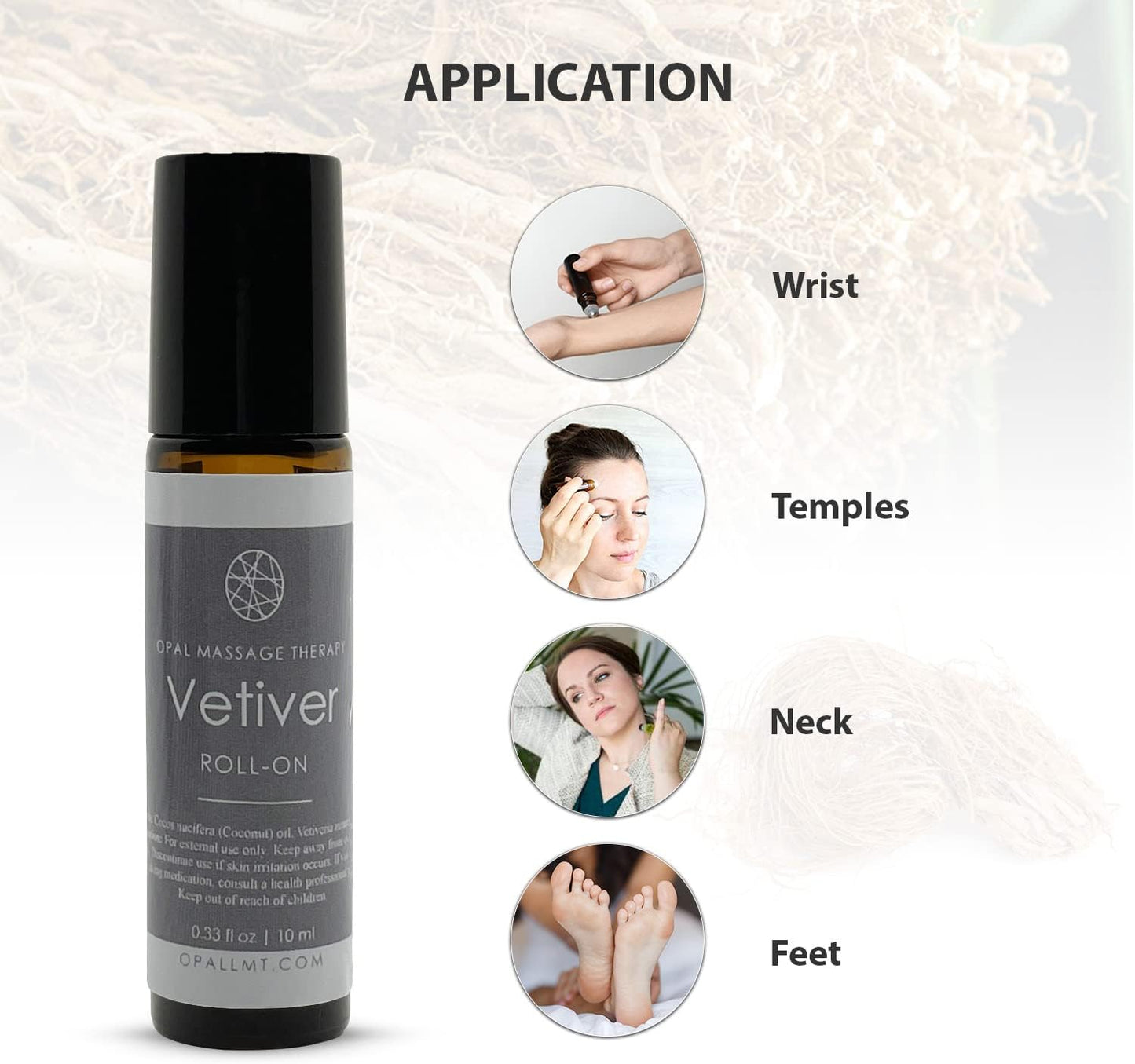 Premium Essential Oil Roll On Opal Massage Therapy (Vetiver)