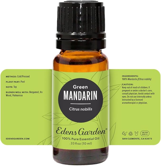 Edens Garden Mandarin- Green Essential Oil- 100% Pure Premium Grade, Undiluted, Natural, Therapeutic, Aromatherapy, The Best for Diffuser, Candle, Humidifiers, Kid Safe 10 ml (.33 fl oz) EdensGarden