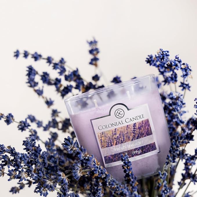 Colonial Candle French Lavender Scented Jar Candle, 2 Wick, 3.5 oz, Mottled Wax Candle - Bloomnest