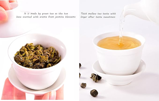 TIAN HU SHAN Jasmine Tea Jasmine Dragon Pearls Green Tea Loose Leaf 4oz (114g) Tin - Bloomnest