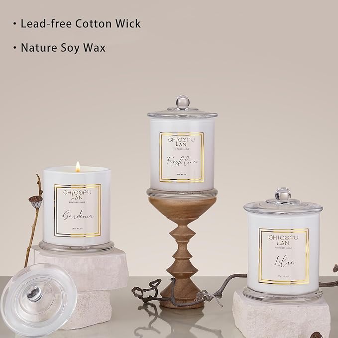 Chloefu LAN Pumpkin Candle, Fall Candles for Home Scented, Halloween Gifts for Women & Men, Natural Soy Scented Candles, Holiday Autumn Gift, Luxury Glass Jar, 75 Hours Long Burning, 10 oz - Bloomnest