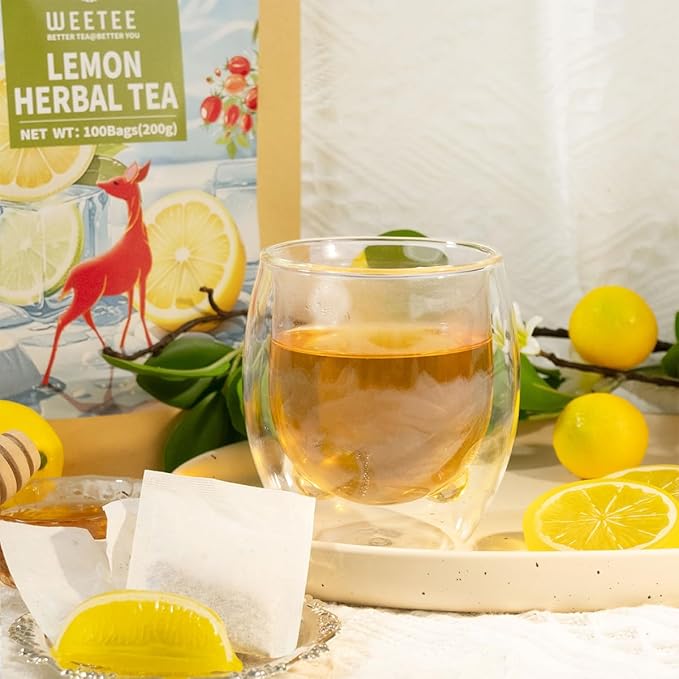 WT WEETEE Lemon Herbal Tea Bags, 2g x 100 Count, Juicy & Refreshing Lemon Flavor, Hot Iced & Cold On-the-Go, Natural Caffeine-free Lemon Tea - Bloomnest