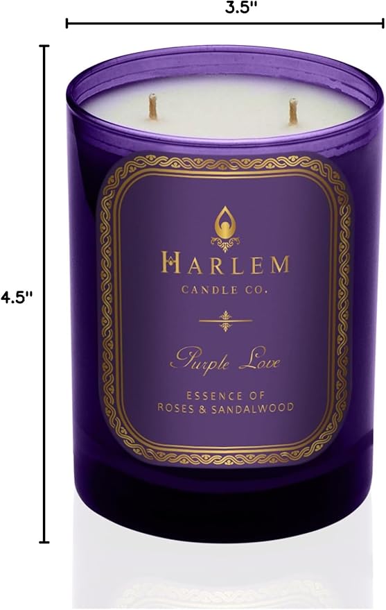 HARLEM CANDLE CO. Purple Love - Luxury Scented Soy Candle, 11 oz - 80-Hour Burn Time | Rose, Sandalwood, Apple and Clove | Scented Candles for Home - Bloomnest