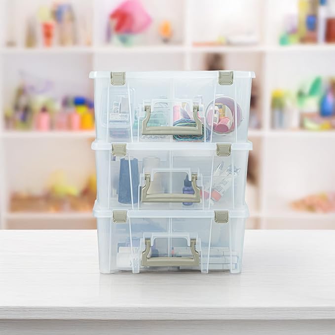 ArtBin 6990SO Super Satchel Double Deep Compartment Box - Art Storage with 8 Removable Compartments, Smart Closure for Craft Supplies (Gold - Pack of 1) - Bloomnest