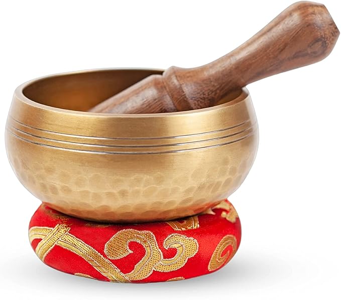 Tibetan Singing Bowl Set - Easy To Play for Beginners - Authentic Handcrafted Mindfulness Meditation Holistic Sound 7 Chakra Healing Gift by Himalayan Bazaar (3.5") - Bloomnest