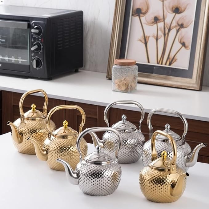 SANQIAHOME 1500ml teapot with Infuser stainless steel Water Boilers lifting handle Tea Maker Water Kettle for Induction/Gas gold - Bloomnest