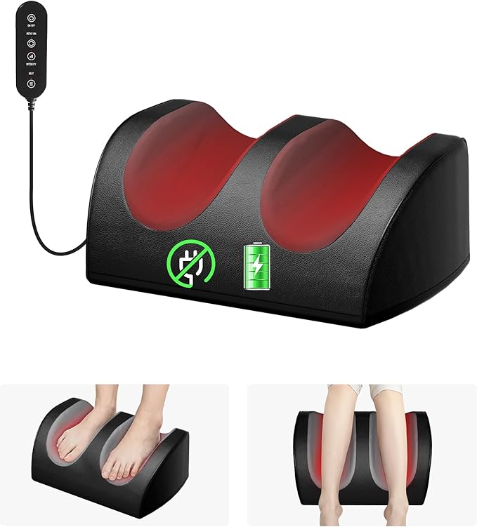 Rechargeable Foot Massager with Heat, Cordless Shiatsu Foot Massager for Cord Remote Control, Heated Massage with Roller, Portable for Home/Office Use, Dad Gifts, Mom Gifts - Bloomnest
