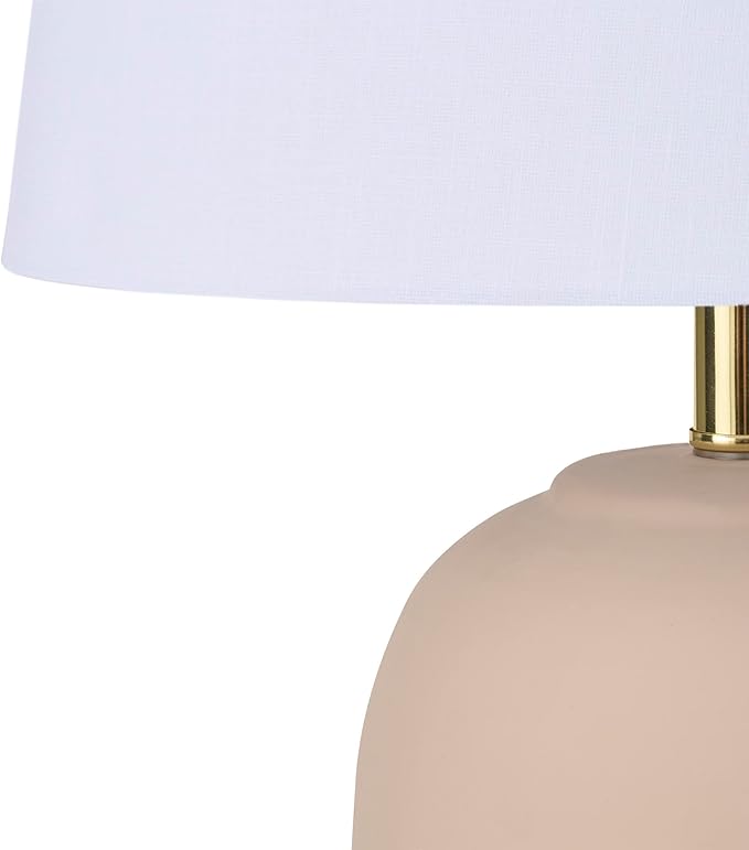 Nourison Home 23" Light Pink Ceramic Jar Table Lamp for Bedroom, Living Room, Dining Office, with White Shade (Pack of 1) - Bloomnest