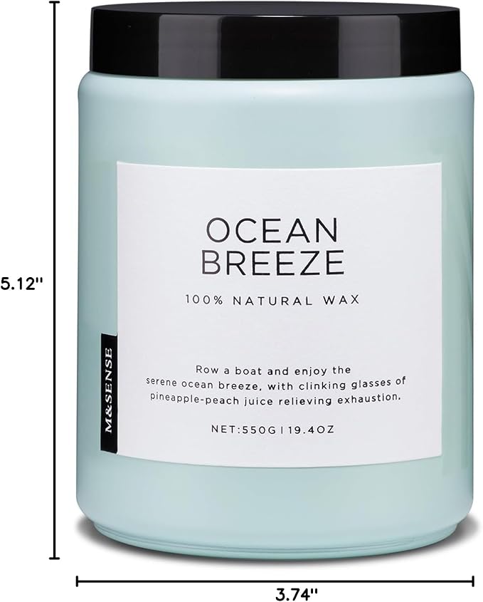 M&SENSE Candle Oceanic Breeze Scented, 19.4oz 110 Hour Long Lasting 2 Wick Pineapple & Mango Scent Natural Soy Candles for Home Scented for Stress Relief & Women/Men - Bloomnest