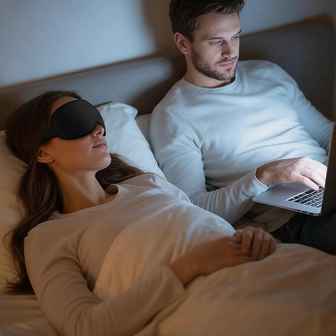 Sleep Mask for Men Women - 100% Blackout Eye Masks for Sleep - 3D Soft Sleeping Mask for Side Sleepers - Zero Pressure Lash Extensions Eye Cover Shade for Airplane Travel Essentials, Black - Bloomnest