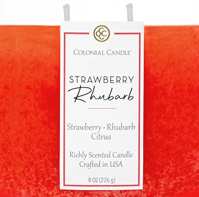 Colonial Candle Strawberry Rhubarb Scented Candle Jar, Highly Fragranced Candles for Home Scented, Mottled Wax Candle, 2 Wick, 8 oz - Made in The USA - Bloomnest