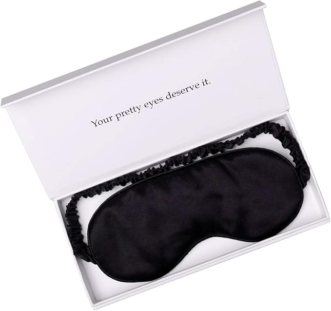 Silk Sleep Mask Light Blocking Luxury 100% Mulberry 19mm Silk Eye Mask Eye Cover Blindfold Ultra Soft Light & Comfy Anti Aging Skin Care with Travel Bag Gift Package - Bloomnest