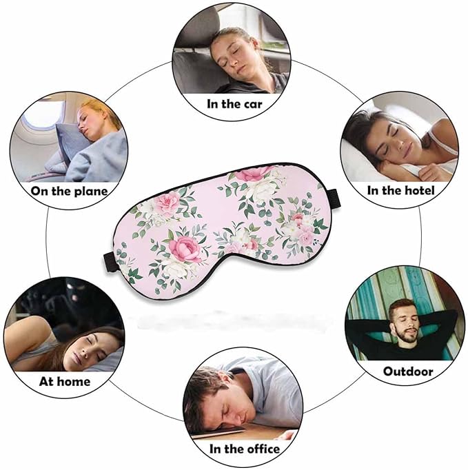 Flower Sleep Eye Mask Beautiful Floral Leaves Men Women Sleep Mask with Adjustable Strap Eye Cover Eye Shade for Travel, Nap,Meditation - Bloomnest