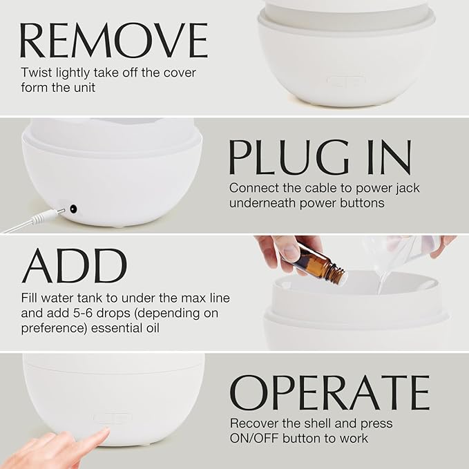 SALKING Essential Oil Diffuser, Fireplace Fire Flame Aromatherapy Diffuser, 150ml Ultrasonic Cool Mist Humidifier, Scent Aroma Diffuser with Auto-Off Function for Home, Room (White) - Bloomnest