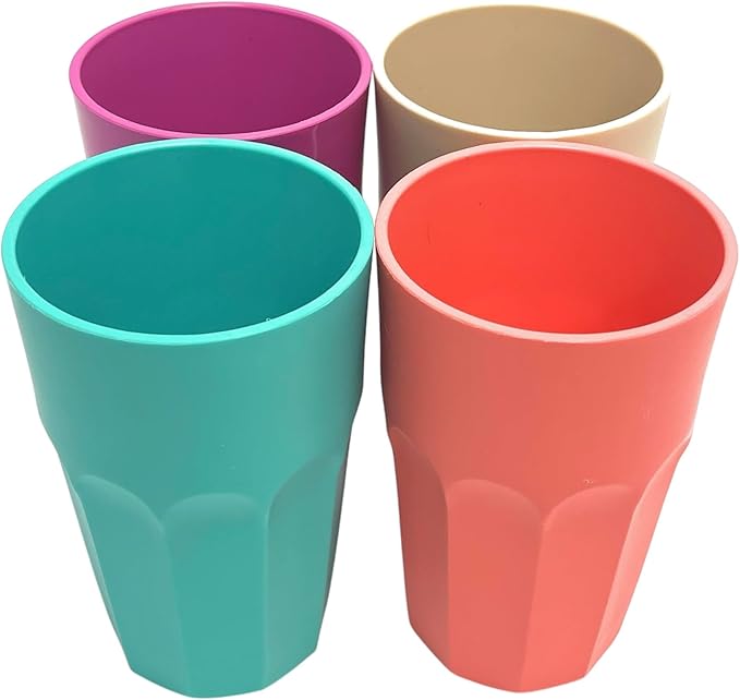 Mintra Home Unbreakable Drinking Cups and Tumblers 4PK - Shatterproof, BPA Free, Reusable, Party Cups, BBQ, Colorful Set, indoors and outdoors (Purple, Cream, Teal, Salmon, Large - 16oz Set 2) - Bloomnest