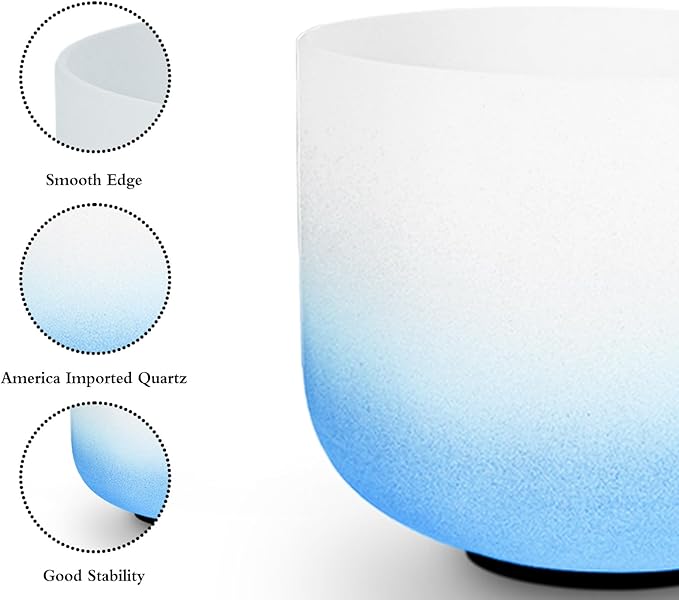 Leize Chakra Tuned 432hz Set of 7 Gradient Color Quartz Crystal Singing Bowls 6-12 inch with Heavy Duty Carrying Cases and Singing Bowl Mallets - Bloomnest