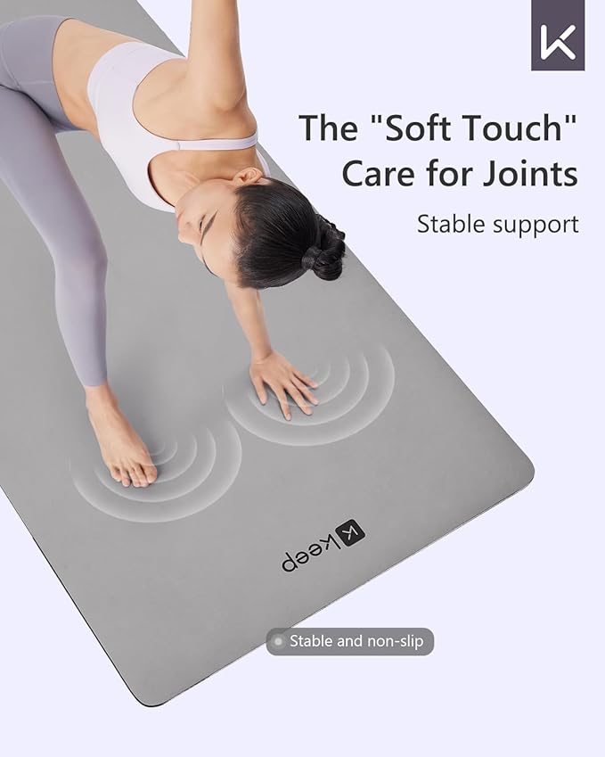 KEEP Professional Yoga Mat with Strap for Men and Women, 5mm Heavy High-Density Natural Rubber Mat for Premium Material Superior Grip, Non-Slip, Eco-Friendly 72"x26" Exercise Mat - Bloomnest