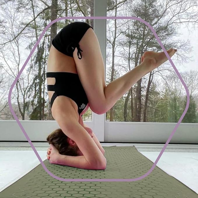 Clever Yoga Hot Yoga Mat Towel – Non-Slip Grip for Hot Yoga, Sweat Absorbent, Honeycomb Silicone Grip, Stays Flat – Ideal for Pilates, Travel, Washable & Lightweight - Olive