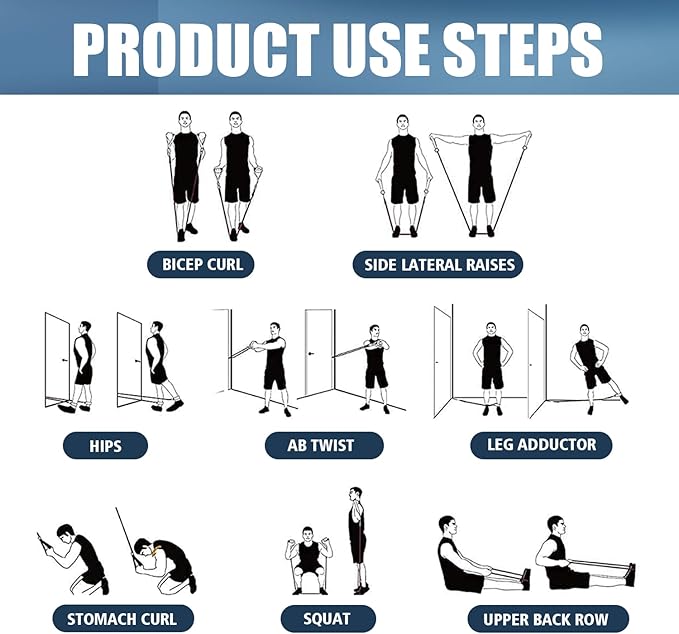 WHATAFIT Resistance Bands, Exercise Bands,Resistance Bands for Working Out, Work Out Bands with Handles for Men and Women Fitness, Strength Training Home Gym Equipment - Bloomnest