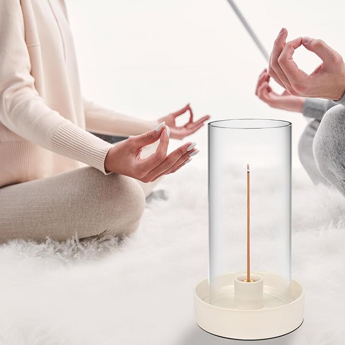 Multi-Functional Incense Burner Holder - Perfect for Incense Sticks, Palo Santo, Sage, and More! Fashionable and Simple Design with a Removable Glass Cover for Anti-Flying Ash. - Bloomnest