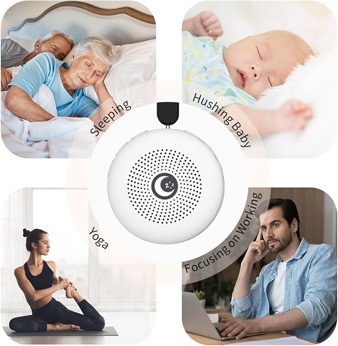 Sleepbox Sleep Sound Machine Portable Noise Machine with 30 Soothing Sounds 4 Timer Memory Function Rechargeable Battery 32 Volume Levels for Sleeping Traveling Relaxing for Baby Kids Adults (White) - Bloomnest
