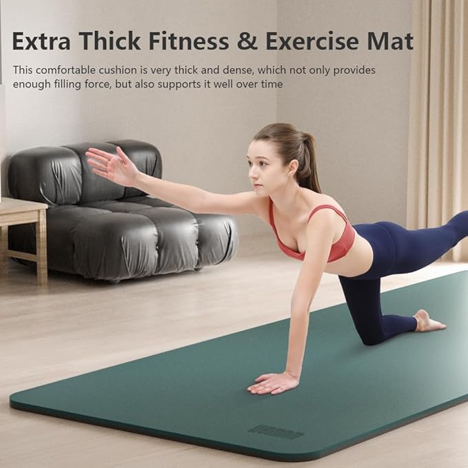 Yoga Mat Non-Slip Extra Thick 72"x32/24" Extra Wide Fitness Exercise Mat TPE Material High Elastic Hot Yoga Mat for Women Yoga Pilates Home Floor Workout (Cow Coffee) - Bloomnest