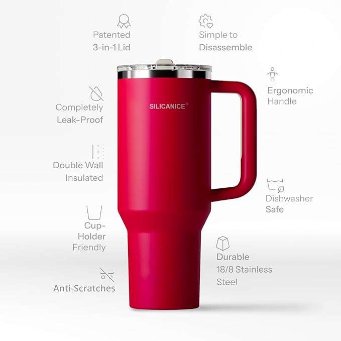Easy Clean Pro Tumbler - 40 oz Water Bottle with Handle & Quick-Disassemble Flip Straw, Leak Resitance,Double Wall Insulated Stainless Steel, Dishwasher Safe, BPA-Free,Gifts for Women & Men - Bloomnest