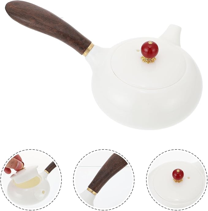 Ceramic Tea Maker with Side Handle Small Teapot for Loose Leaf Tea Lightweight Porcelain Teaware for Home Office Restaurant