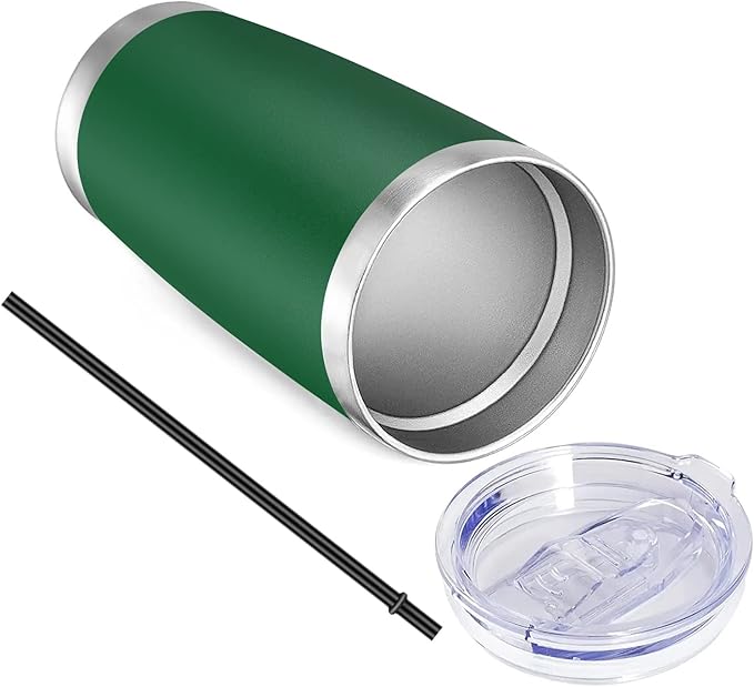 VEGOND 20oz Tumbler with Lid and Straw Stainless Steel Tumbler Cup Vacuum Insulated Double Wall Travel Coffee Mug Powder Coated Coffee Cup(Powder Green 1 Pack)