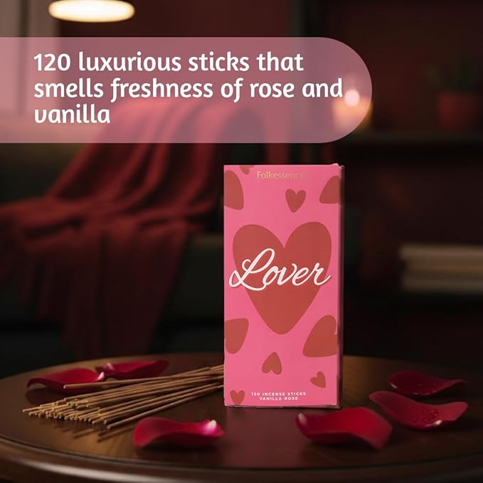 Folkulture Incense Sticks (120 Sticks)| Vanilla & Rose Premium Insence-Sticks for Aromatherapy, for Women, Her |No Charcoal,Non Toxic, 45 Mins, Long Burning Inscents-Sticks FOLKULTURE