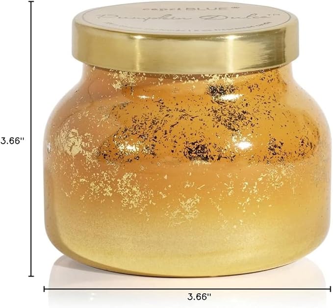 Capri Blue Glimmer Jar Candles - Luxury Holiday Scented Candles for Home - Long Lasting Soy Wax Blend - Scented Holiday & Home Decor - Pumpkin Dulce Petite Signature Jar (8 oz) - Bloomnest