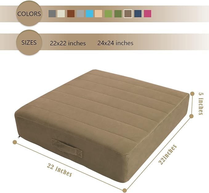 MeMoreCool Square Floor Pillow Seating for Adults Kids, Large Meditation Cushion Floor Pillow with Thick Foam & Soft Tufted Cover, Washable Big Pillow Seat Floor Cushion for Sitting Yoga 22" Coffee - Bloomnest