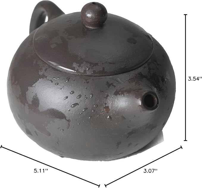Chinese Clay Teapot 6.7Oz Handmade Xishi Zisha Tea Pot Black Gold Sand Spherical Filter Kungfu Tea Set - Bloomnest