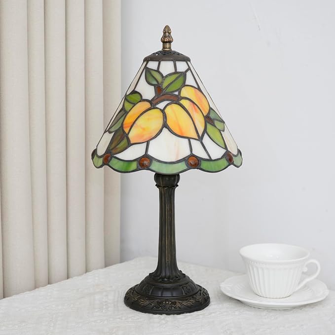 Tiffany Lamp 8 Inch Stained Glass Lamp Yellow Apricot Warm Color Handcrafted Reading Lamp Suitable Coffee Shops Dormitories Home And Office Decoration Tiffany Style Retro Home Decoration Craft Gift - Bloomnest