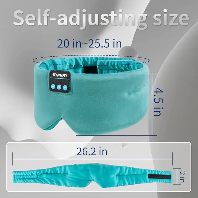 Sleep Mask Bluetooth 5.4 Headphones Soft Wireless Headband Eye Mask Blackout with Microphone (Emerald) - Bloomnest