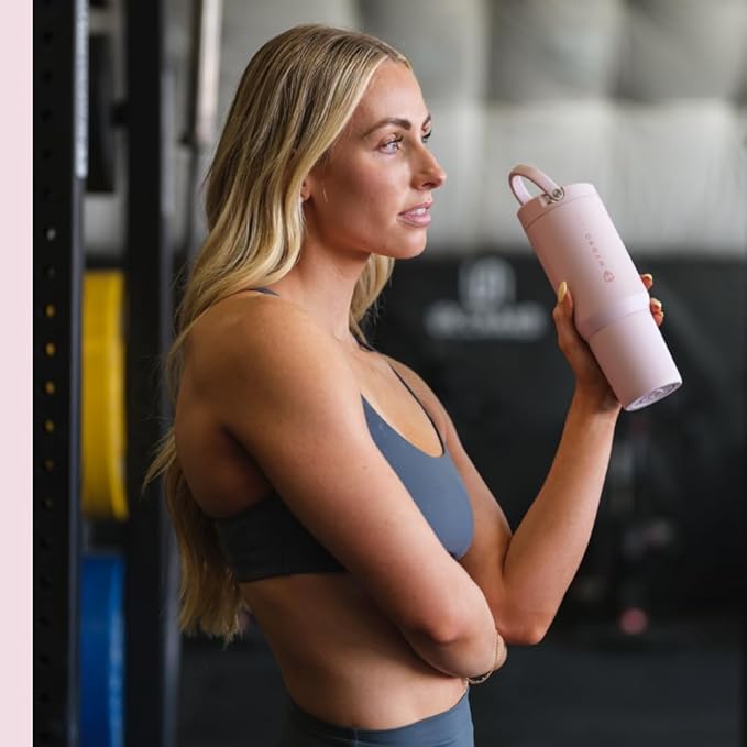 HydroJug Sport - Stainless Steel Tumbler with Straw, Vacuum Insulated, 20oz Leakproof Water Bottle, Ergonomic Design, Reusable, Dishwasher Safe, Rubber Base, Durable for Gym or Outdoors, Pink Sand - Bloomnest