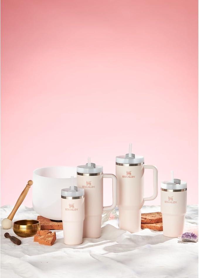 Stanley Quencher H2.0 Tumbler with Handle and Straw 40 oz | Flowstate 3-Position Lid | Cup Holder Compatible for Travel | Insulated Stainless Steel Cup | BPA-Free | Rose Quartz 2.0