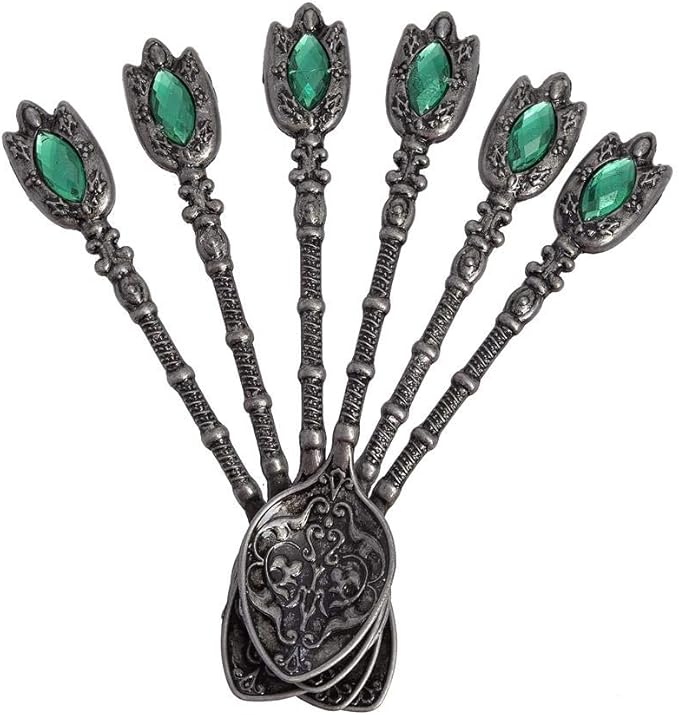 Alisveristime Handmade Turkish Tea Glass Set - Traditional Turkish Motifs, Set of 6 with Lids and Bonus Tea Spoons (Autentic Black) - Bloomnest